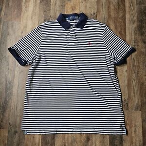 Polo Ralph Lauren Mens Light Blue/White Striped Polo Shirt Sz XL